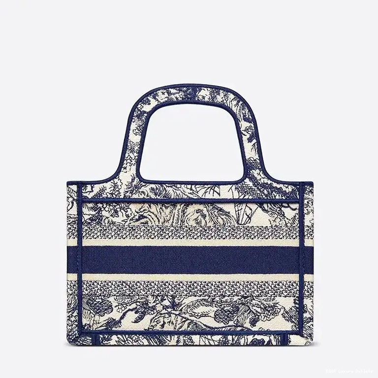 Cheap Canvas Dior Toile Tote De Motif Jouy Book Mini Blue 0427 Luxury